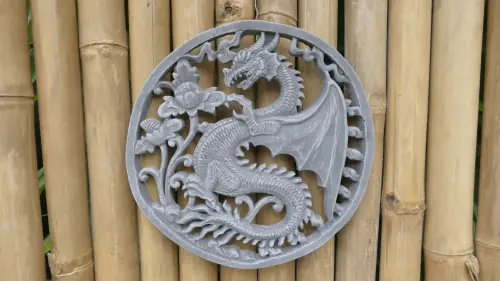 Product image of the product “Eldur - Plaque - Dragon, Ø 30cm | cast stone ”